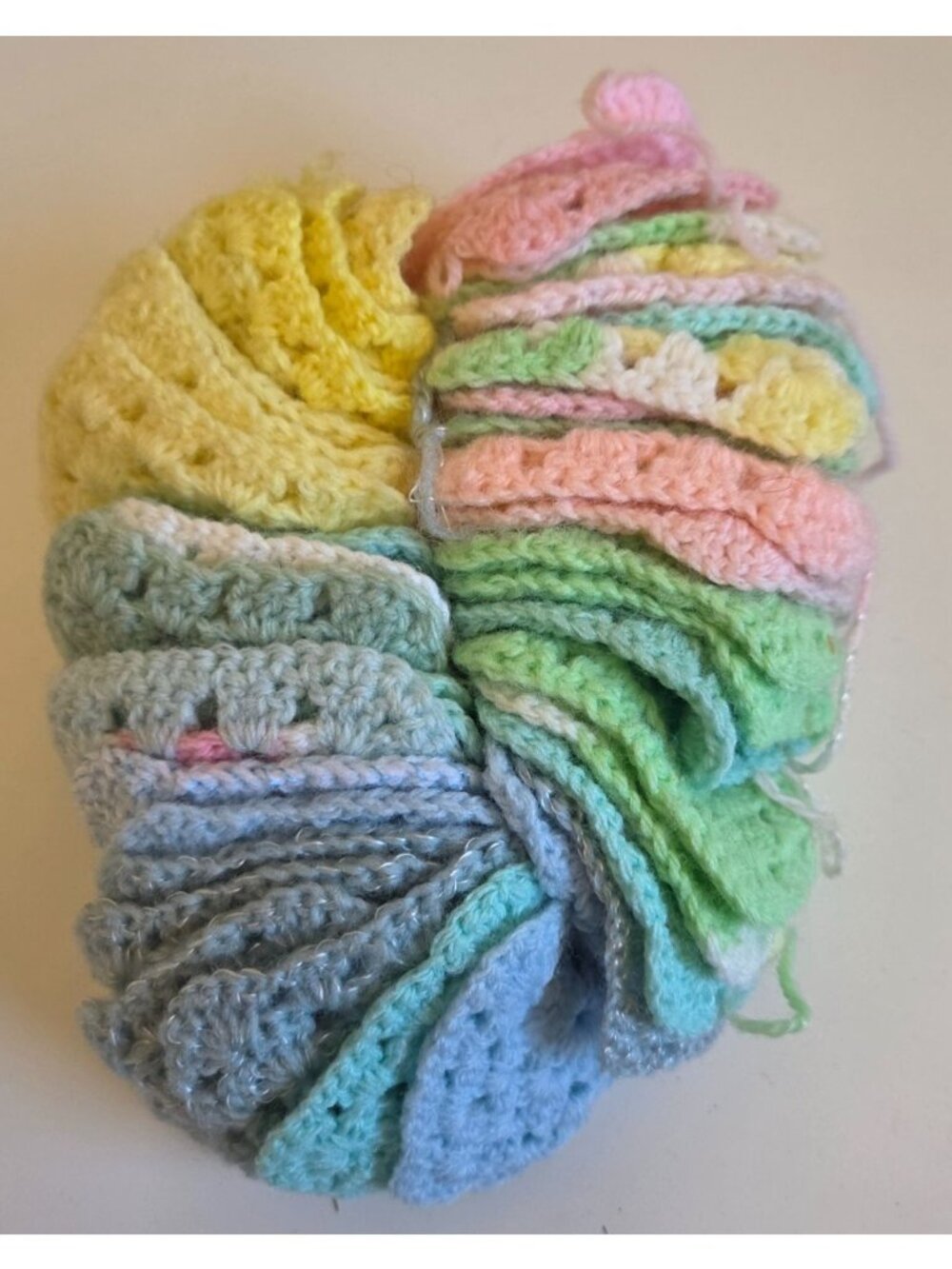 Crochet Granny Squares Lot Multicolor Pastels 44 Pieces Knitting Craft Supplies